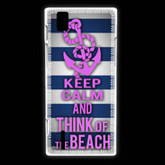 Coque Huawei Ascend P2 Keep Calm and Think Beach Bleu
