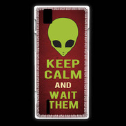 Coque Huawei Ascend P2 Keep Calm and Wait Alien Rouge