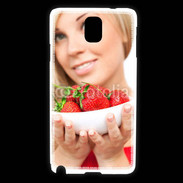 Coque Samsung Galaxy Note 3 Femme blonde et glamour avec corbeille de fraises