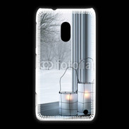 Coque Nokia Lumia 620 paysage hiver deux lanternes