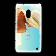 Coque Nokia Lumia 620 Femme à chapeau de plage