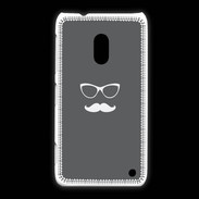 Coque Nokia Lumia 620 moustache gris & blanc
