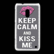 Coque Nokia Lumia 620 Keep Calm Kiss me Gris