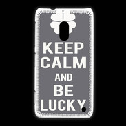 Coque Nokia Lumia 620 Keep Calm Be lucky Gris