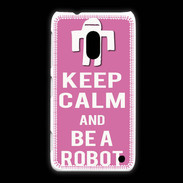 Coque Nokia Lumia 620 Keep Calm Be a Robot Rose