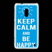 Coque Nokia Lumia 620 Keep Calm Be Happy Cyan