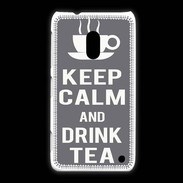 Coque Nokia Lumia 620 Keep Calm Drink Tea Gris