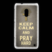 Coque Nokia Lumia 620 Keep Calm and Pray Christian Gris