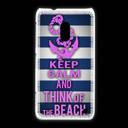 Coque Nokia Lumia 620 Keep Calm and Think Beach Bleu