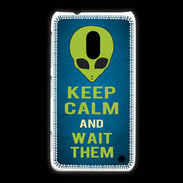Coque Nokia Lumia 620 Keep Calm and Wait Alien Bleu