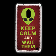 Coque Nokia Lumia 620 Keep Calm and Wait Alien Rouge