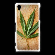 Coque Sony Xpéria Z1 Feuille de cannabis sur toile beige