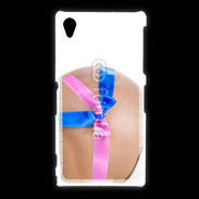 Coque Sony Xpéria Z1 Femme enceinte avec ruban bleu et rose