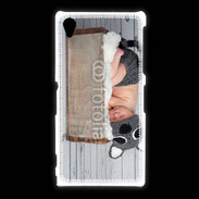 Coque Sony Xpéria Z1 Bébé dormant avec chapeau tête de chat
