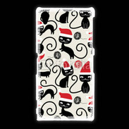 Coque Sony Xpéria Z1 Fond chat noir Noël