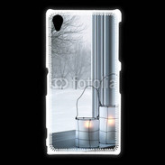 Coque Sony Xpéria Z1 paysage hiver deux lanternes