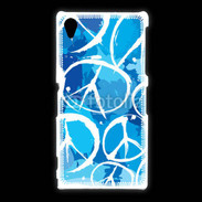 Coque Sony Xpéria Z1 Peace and love Bleu