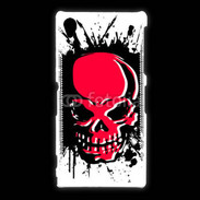 Coque Sony Xpéria Z1 Tête de Mort en Rouge et Noir