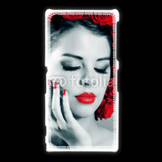 Coque Sony Xpéria Z1 Vernis rouge et roses esthétisme