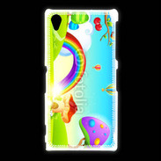 Coque Sony Xpéria Z1 Cartoon nature et arc en ciel