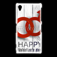 Coque Sony Xpéria Z1 Saint valentin sur fond bois