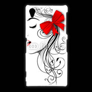 Coque Sony Xpéria Z1 Visage glamour noir et rouge