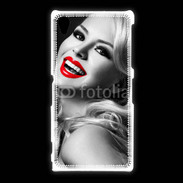 Coque Sony Xpéria Z1 Rouge à lèvres Fashion en noir et blanc