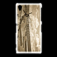 Coque Sony Xpéria Z1 Vieux biplans en noir et blanc