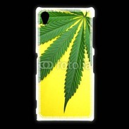 Coque Sony Xpéria Z1 Feuille de cannabis sur fond jaune