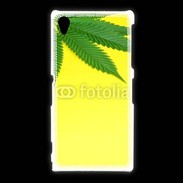 Coque Sony Xpéria Z1 Feuille de cannabis sur fond jaune 2