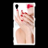 Coque Sony Xpéria Z1 Sexy et glamour bouche rouge à lèvre et vernis à ongles rouges