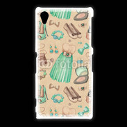 Coque Sony Xpéria Z1 Fond fashion vert et marron