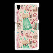Coque Sony Xpéria Z1 Fond fashion rose et vert 2