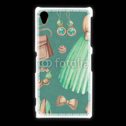 Coque Sony Xpéria Z1 Fond fashion vert et marron 2