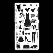 Coque Sony Xpéria Z1 Fond fashion noir et blanc 2