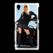 Coque Sony Xpéria Z1 Femme blonde sexy voiture noire