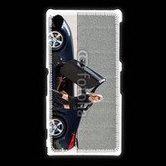 Coque Sony Xpéria Z1 Femme blonde sexy voiture noire 3