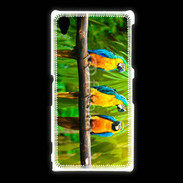 Coque Sony Xpéria Z1 Trois perroquets bleu et jaune