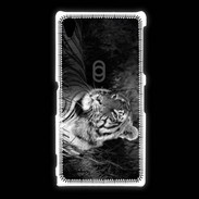 Coque Sony Xpéria Z1 Tigre du Bengale en noir et blanc