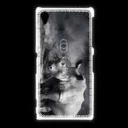 Coque Sony Xpéria Z1 Rhinocéros noir et blanc
