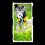 Coque Sony Xpéria Z1 Poney Shetland gris et blanc