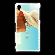 Coque Sony Xpéria Z1 Femme à chapeau de plage