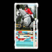 Coque Sony Xpéria Z1 Jumping Equitation cheval gris