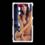 Coque Sony Xpéria Z1 Charmante brune avec casquette rouge