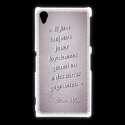 Coque Sony Xpéria Z1 Cartes gagnantes Rose Citation Oscar Wilde