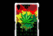 Coque Sony Xpéria Z1 Feuille de cannabis et cœur Rasta