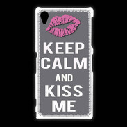 Coque Sony Xpéria Z1 Keep Calm Kiss me Gris