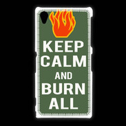 Coque Sony Xpéria Z1 Keep Calm Burn Kaki