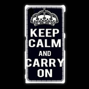 Coque Sony Xpéria Z1 Keep Calm Carry on Noir