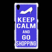 Coque Sony Xpéria Z1 Keep Calm Go Shopping Bleu